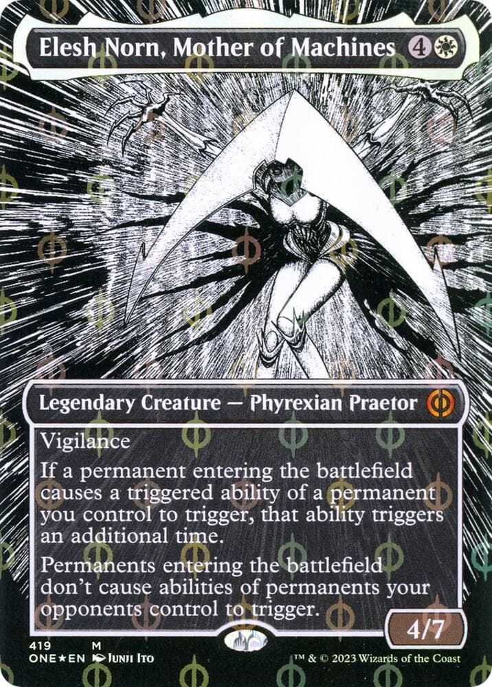 Elesh Norn, Mother of Machines (Borderless) (Step-and-Compleat Foil)